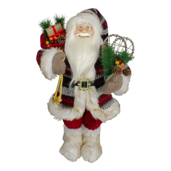 Northlight 18" Standing Santa Christmas Figure with Snow Shoes and Fur Boots Red {1}