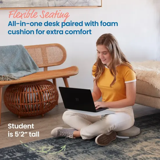 The Surf Portable Lap Desk and Surf Cushion, Flexible Seating Floor Desk with Foam Pad, 1-Pack Light Grey {3}