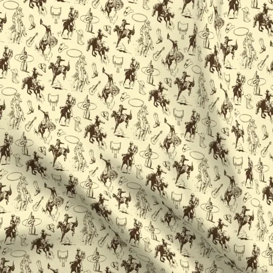 Various Fabrics by the Yard or Fat Quarter Cowboy Cowgirl Horse Lovers Horses Bronc Riding Roping Rodeo Western Theme Country Custom Printed Fabric by Spoonflower {5}