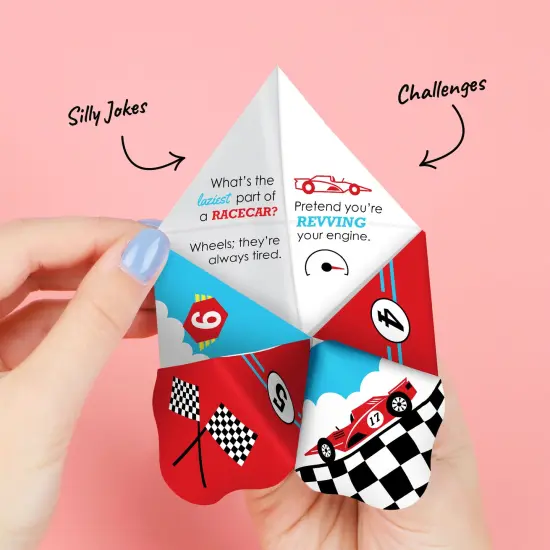 Big Dot of Happiness Let's Go Racing - Racecar - Race Car Birthday Party or Baby Shower Cootie Catcher Game - Jokes and Dares Fortune Tellers - Set of 12 {4}