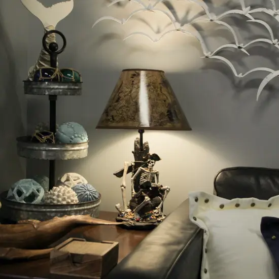 Pirate Skeleton W/ Treasure Table Lamp W/ Shade 21 inches tall {5}