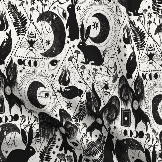 Various Fabrics by the Yard or Fat Quarter Occult Black And White Fantasy Magic Eye Witch Bee Clock Spiritual Wicked Magicians Phantasmagoria Custom Printed Fabric by Spoonflower {5}
