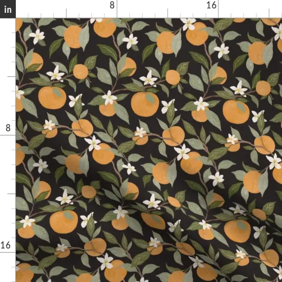 Various Fabrics by the Yard or Fat Quarter Oranges Citrus Fruit Botanical Leaves Dark Background Custom Printed Fabric by Spoonflower {2}