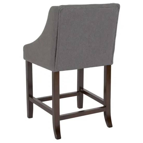 Merrick Lane Taylorsville 24 Inch Counter Height Stool with Nailhead Trim - Set of 2 Dark Gray Fabric {4}