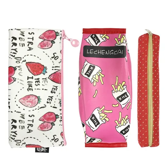 Wrapables Trendy Food Pencil Case and Stationery Pouches (Set of 3) Red {1}