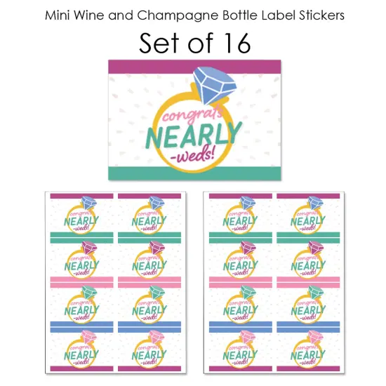 Big Dot of Happiness Just Engaged - Colorful - Mini Wine and Champagne Bottle Label Stickers - Engagement Favor Gift for Women and Men - Set of 16 {7}
