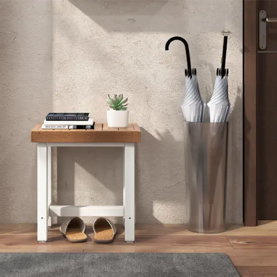 Costway 18'' x 12'' Heavy Duty HDPE Waterproof Shower Bench Spa Bath Shower Stool Brown & Off White {4}