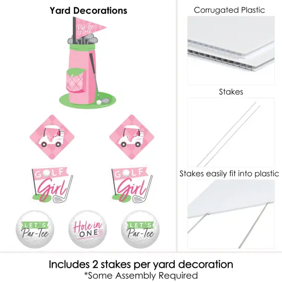 Big Dot of Happiness Golf Girl - Yard Sign and Outdoor Lawn Decorations - Pink Birthday Party or Baby Shower Yard Signs - Set of 8 {6}