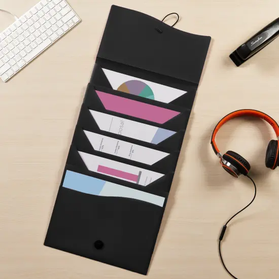 Avery Slide & View Expanding File Folder, 6 Pockets, Letter Size, 1 Black Folder (73542) {3}