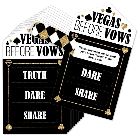 Big Dot of Happiness Vegas Before Vows - Las Vegas Bridal Shower or Bachelorette Party Game Pickle Cards - Truth, Dare, Share Pull Tabs - Set of 12 {1}