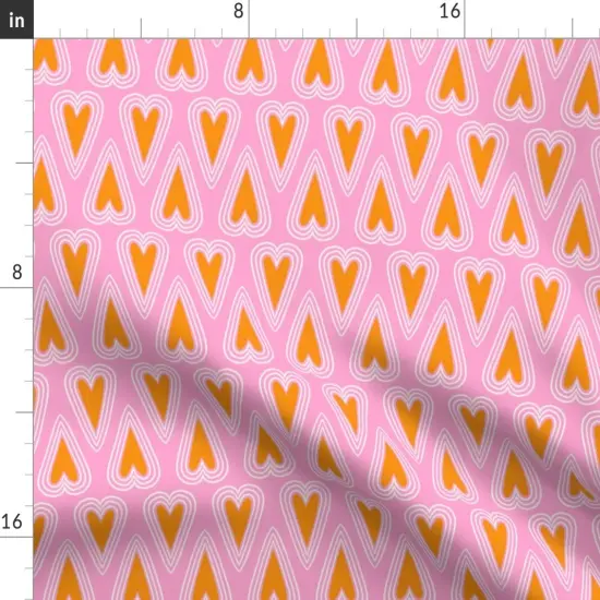 Various Fabrics by the Yard or Fat Quarter Hearts Pink Whimsical Valentine'S Day Cute Orange Valentine Custom Printed Fabric by Spoonflower {2}