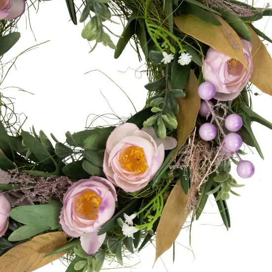 Northlight Artificial Mixed Floral and Greenery Spring Wreath - 13" - Purple {4}