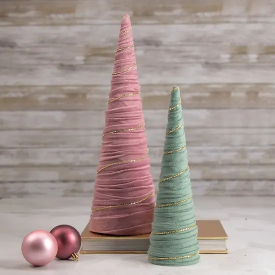 Northlight Twisted Cone Tree with Garland Christmas Decoration - 11.5" - Green {3}