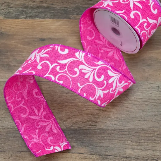 Northlight Pink Floral Wired Craft Ribbon 2.5" x 10 Yards {3}