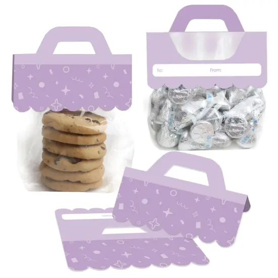 Big Dot of Happiness Purple Confetti Stars - DIY Simple Party Clear Goodie Favor Bag Labels - Candy Bags with Toppers - Set of 24 {1}