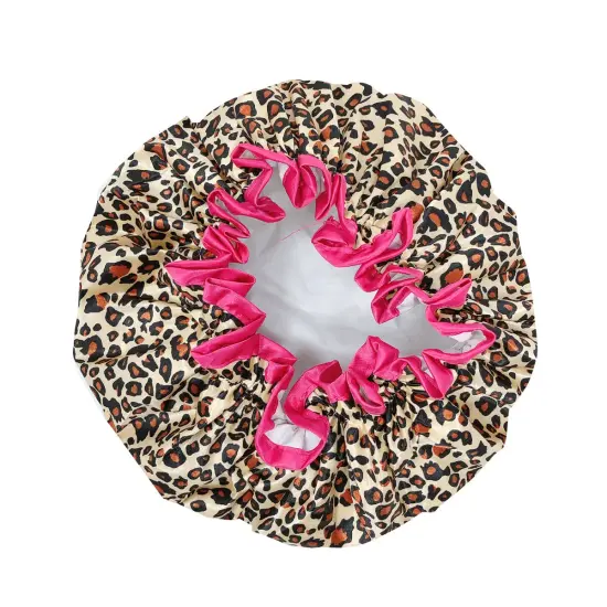 Wrapables Reusable Women's Waterproof Shower Caps for Long Hair Leopard {2}