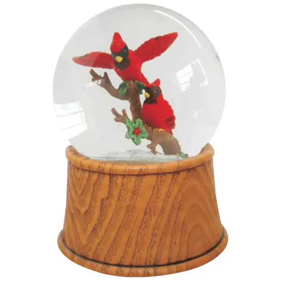 Northlight 5.5" Pair of Cardinals on Branch Christmas Snow Globe Red {1}