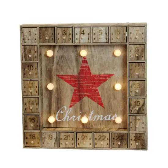 Northlight LED Lighted Advent Calendar Christmas Star Wall Decoration - 14"- Warm White Beige {1}