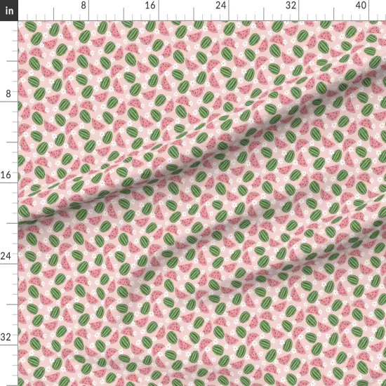 Various Fabrics by the Yard or Fat Quarter Pink Fruit Summer Daisy Watermelons Small Scale Garden Picnic Floral Custom Printed Fabric by Spoonflower {1}