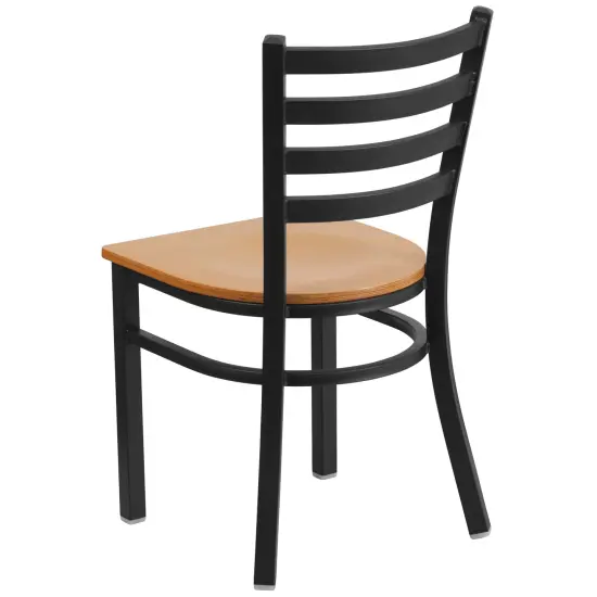 Emma and Oliver 2 Pack Ladder Back Metal Restaurant Chair Natural/BlackMetal {3}