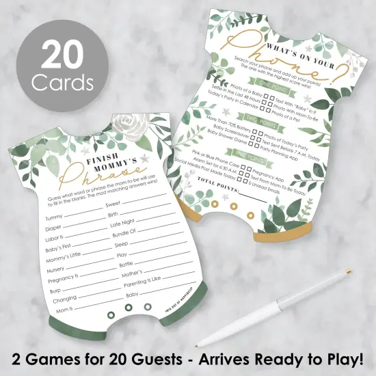 Big Dot of Happiness Boho Botanical Baby - 2-in-1 Greenery Baby Shower Cards - Activity Duo Games - Set of 20 {3}