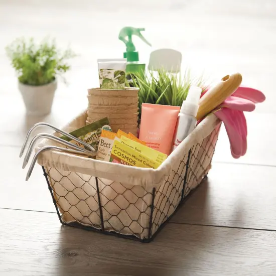 mDesign Medium Chicken Wire Storage Basket, Fabric Liner {2}