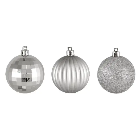 Northlight Shatterproof 3-Finish Christmas Ball Ornaments - 2.5" (60mm) - Silver - 100ct {1}