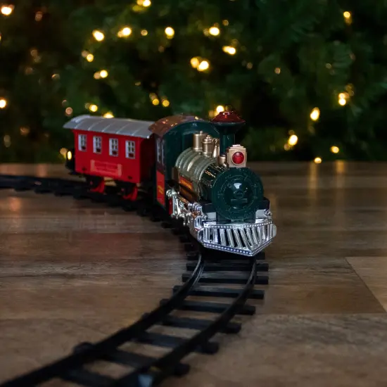 Northlight 8-Piece Battery Operated Red and Green Animated Classic Train Set with Sound {3}