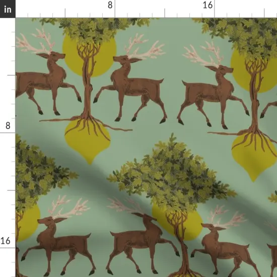 Various Fabrics by the Yard or Fat Quarter Woodland Nature Mint Green Vintage Style Animals Woods Trees Botanical Whimsical Custom Printed Fabric by Spoonflower {2}