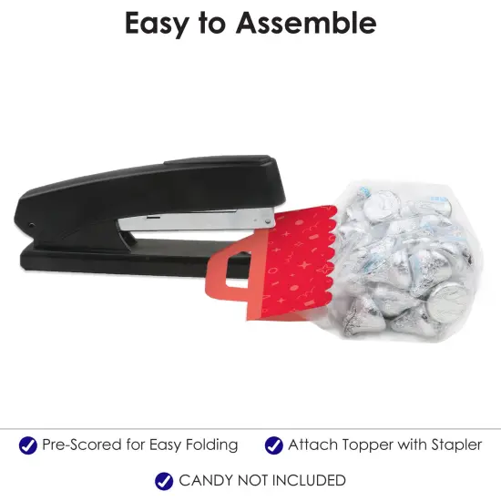 Big Dot of Happiness Red Confetti Stars - DIY Simple Party Clear Goodie Favor Bag Labels - Candy Bags with Toppers - Set of 24 {6}