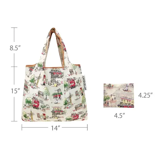 Wrapables Foldable Tote Nylon Reusable Grocery Bag (Set of 2) Neutral Felines {7}