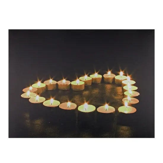 Northlight LED Lighted Flickering Heart-Shaped Candles Canvas Wall Art 15.75" Black {1}