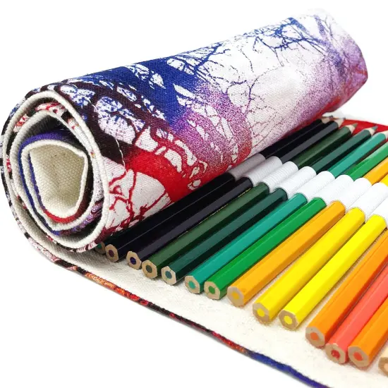 Wrapables Pencil Roll Organizer, Colored Pencil Wrap Pouch (72 slots) Dusk {5}