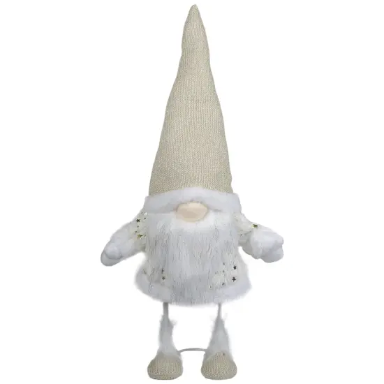 Northlight Gnome with Stars and Faux Fur Sweater Christmas Decoration - 17" - White and Cream Ivory {1}