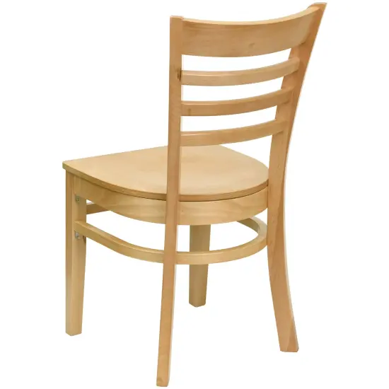 Emma and Oliver Ladder Back Wooden Restaurant Dining Chair NaturalSeat/Natural {4}