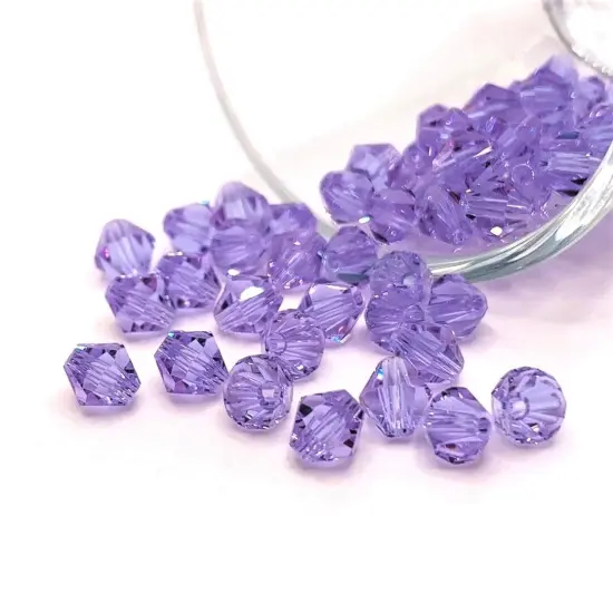 4, 20 or 50 Pieces: 6 mm Bicone Purple Imitation Crystal February Birthstone Beads {1}