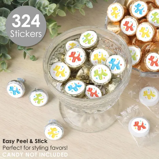 Big Dot of Happiness Balloon Animals - Happy Birthday Party Small Round Candy Stickers - Party Favor Labels - 324 Count {3}