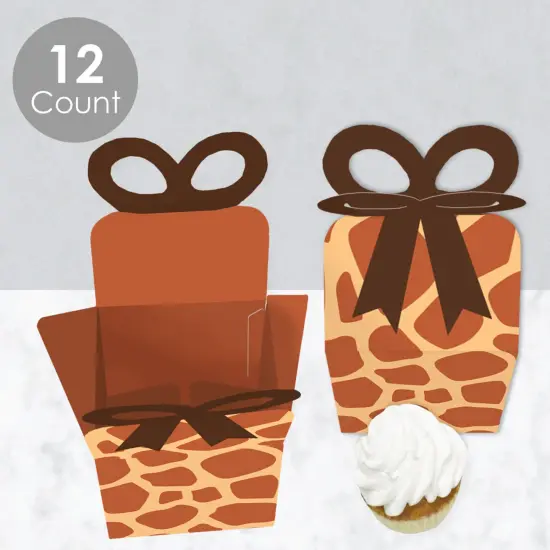 Big Dot of Happiness Giraffe Print - Square Favor Gift Boxes - Safari Party Bow Boxes - Set of 12 {4}