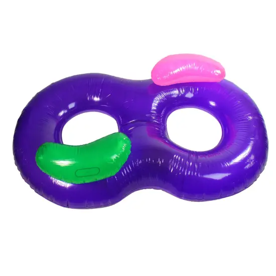Swim Central 76" Inflatable Purple Side By Side Swimming Pool Lounger Raft {1}