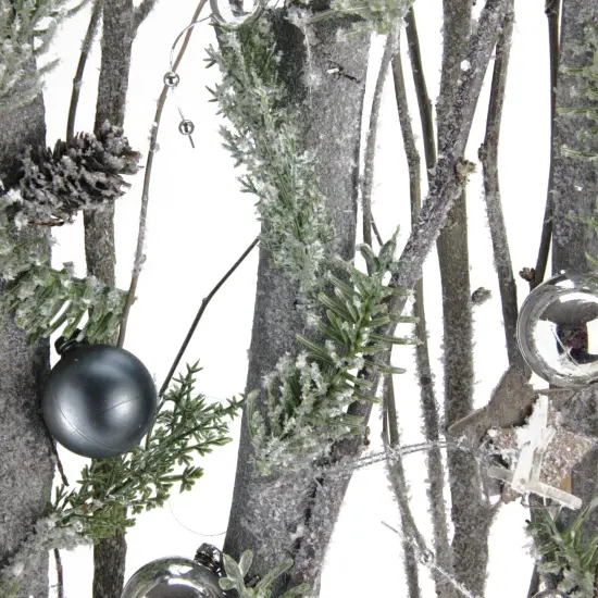 Northlight Decorated Standing Birch Branches in Wood Frame Table or Wall Decoration Brown {3}