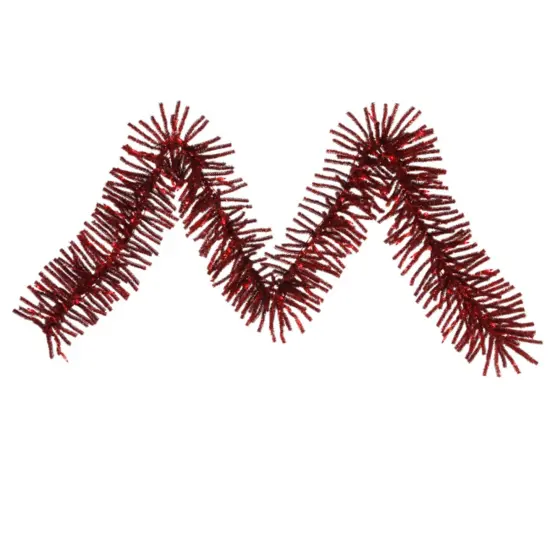 Vickerman 9' x 10" Pre-Lit Ruby Red Spruce Artificial Christmas Garland - Clear Lights {1}