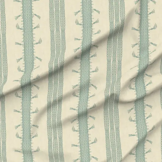 Various Fabrics by the Yard or Fat Quarter Block Print Stripes Elegant Pale Pastel Green Cream Large Custom Printed Fabric by Spoonflower {6}