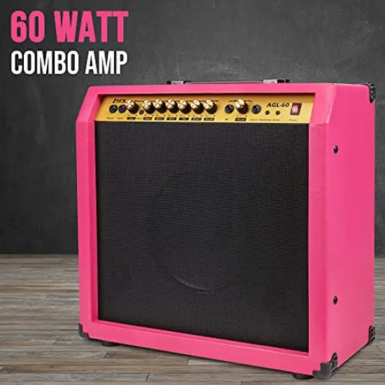 LyxPro Electric Guitar Amp, 60 Watt Portable Amplifier Pink {5}