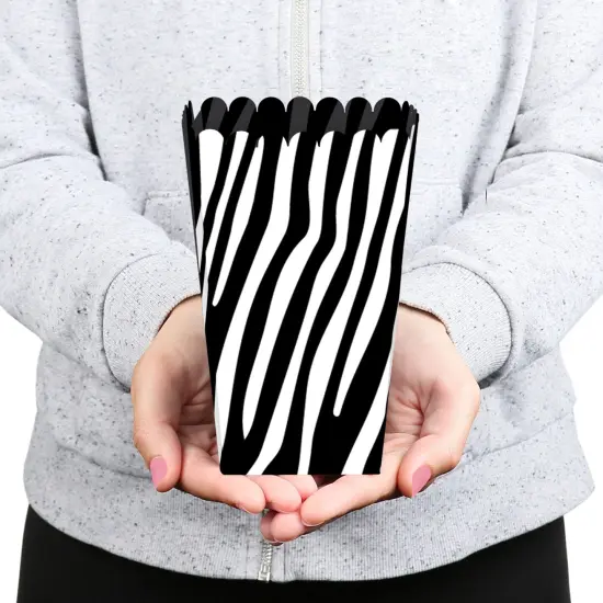 Big Dot of Happiness Zebra Print - Safari Party Favor Popcorn Treat Boxes - Set of 12 {6}