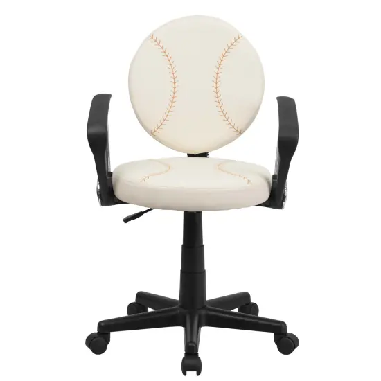 Emma and Oliver Sports Swivel Task Office Chair with Arms Brown and Cream {3}