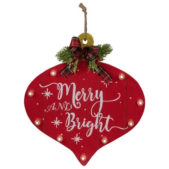 Northlight 13.75" Red Onion Ornament "Merry And Bright" Christmas Sign {1}