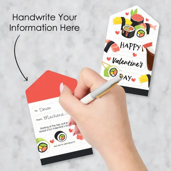 Big Dot of Happiness Let's Roll - Sushi - Cards for Kids - Happy Valentine's Day Pull Tabs - Set of 12 {4}