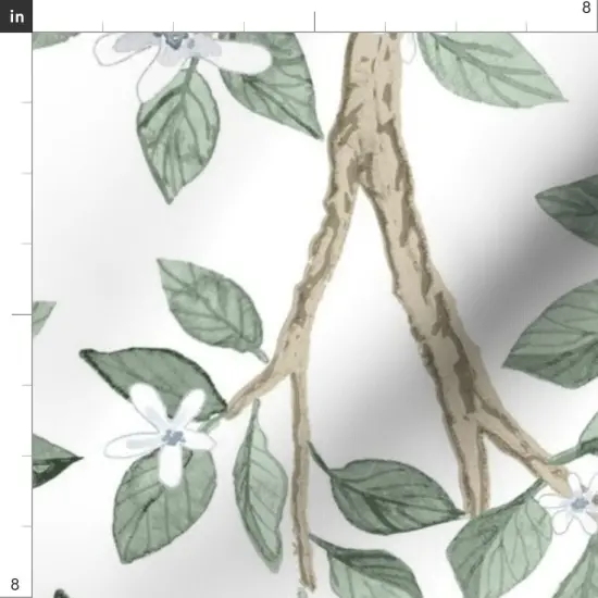 Various Fabrics by the Yard or Fat Quarter Botanical Nature Floral Blue Green Tree Spring Bird Large Scale Art Nouveau Chinoiserie Custom Printed Fabric by Spoonflower {4}