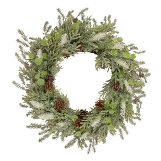 Northlight Frosted Pine and Pinecone Christmas Wreath, 30-Inch, Unlit Green {1}