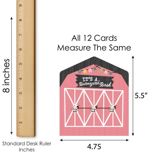 Big Dot of Happiness Girl Farm Animals - Pink Barnyard Baby Shower or Birthday Party Game Pickle Cards - Pull Tabs 3-in-a-Row - Set of 12 {7}